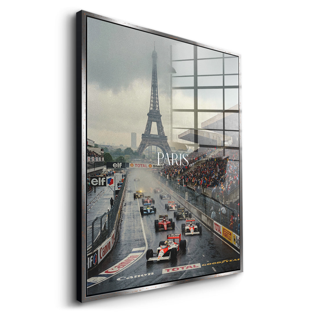 Paris F1 Acrylglas - Seitenansicht silberner Rahmen