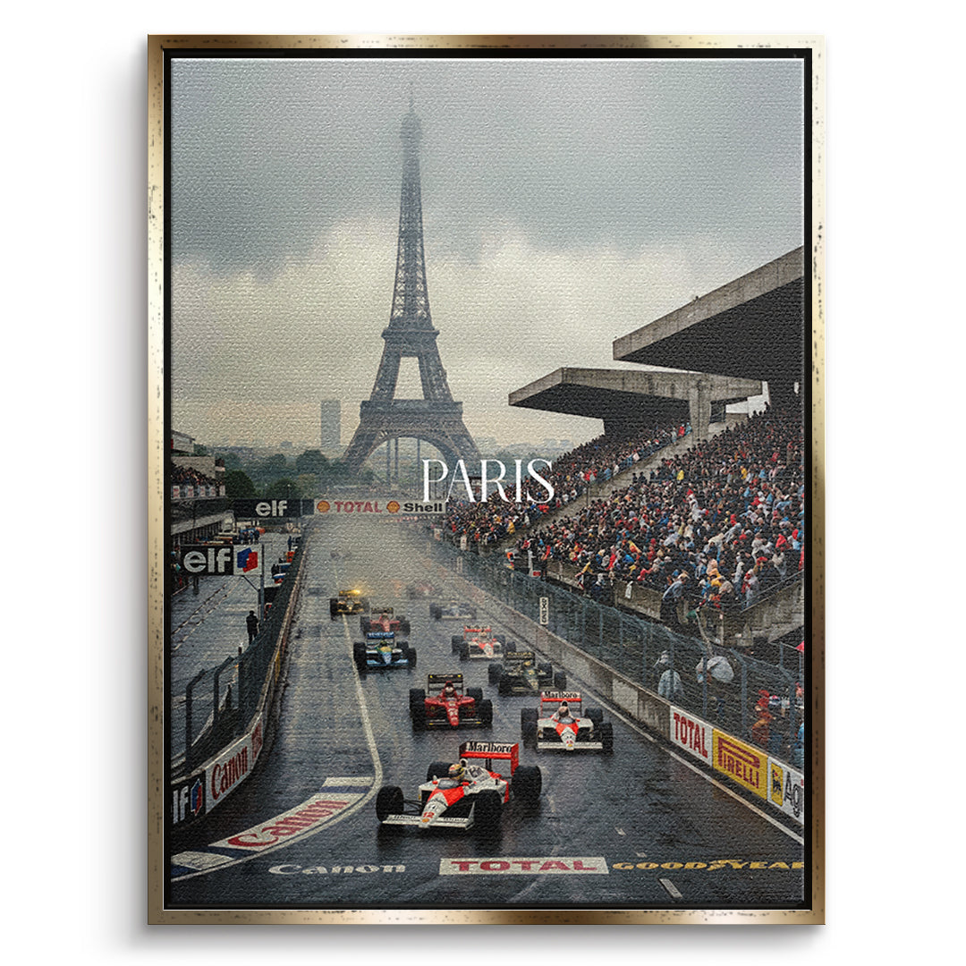 Paris F1 Leinwandbild – Goldener Rahmen