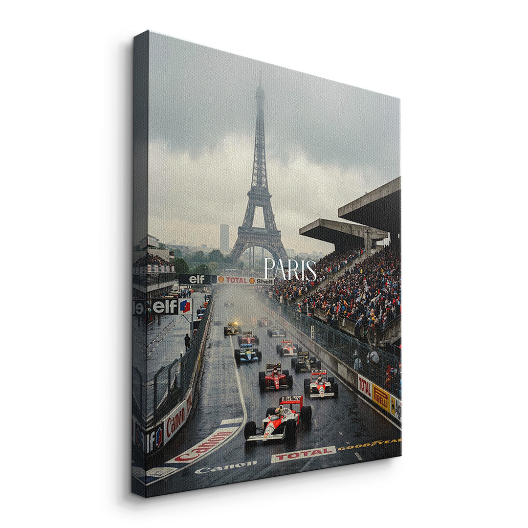 Paris F1 Leinwandbild – Seitenansicht ohne Rahmen