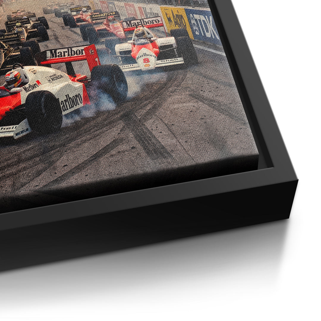 DOTCOMCANVAS Barcelona F1 Leinwandbild Detailansicht mit schwarzem Rahmen
