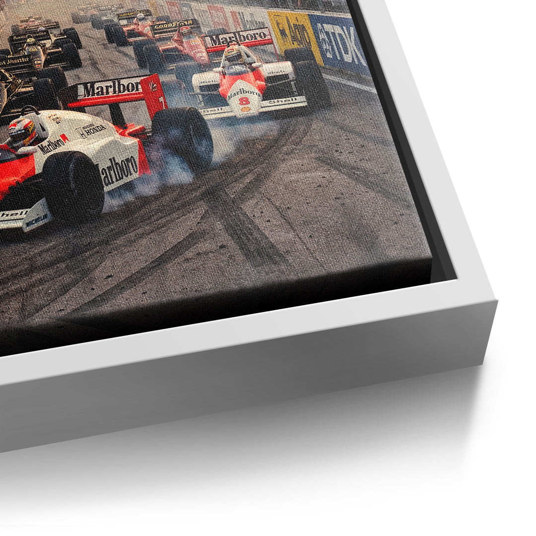 DOTCOMCANVAS Barcelona F1 Leinwandbild Detailansicht mit weißem Rahmen