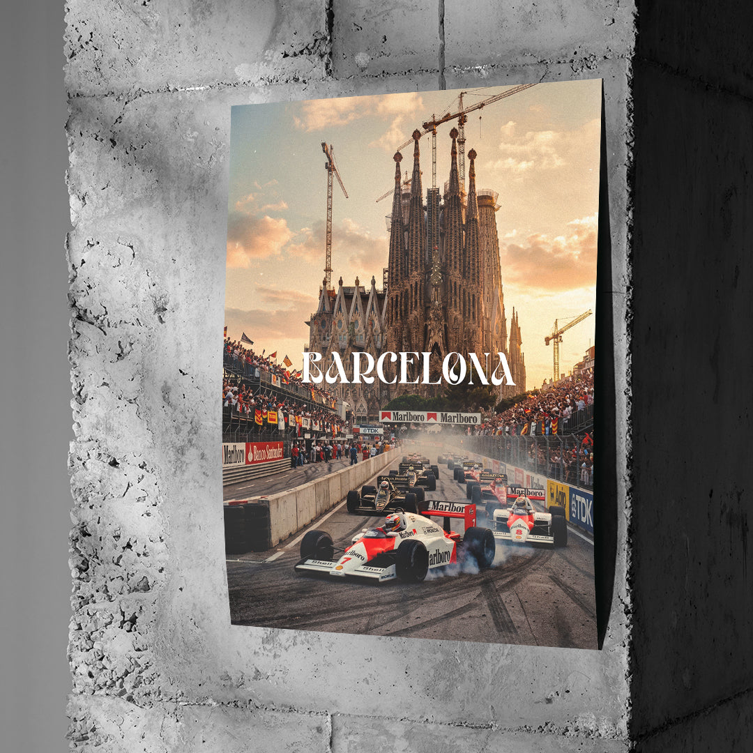 DOTCOMCANVAS Barcelona F1 Poster Betonwand Mockup