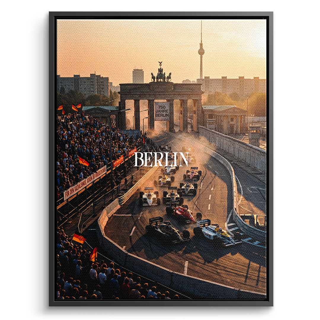 DOTCOMCANVAS Berlin F1 Leinwandbild Vorderansicht mit schwarzem Rahmen