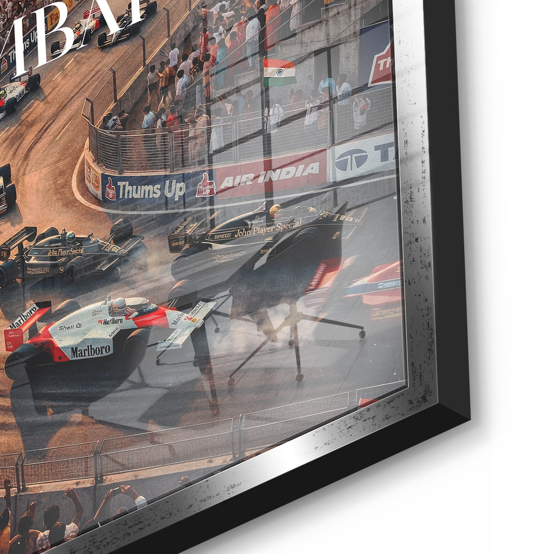 Mumbai F1 Acrylglas Detailansicht Silberner Rahmen