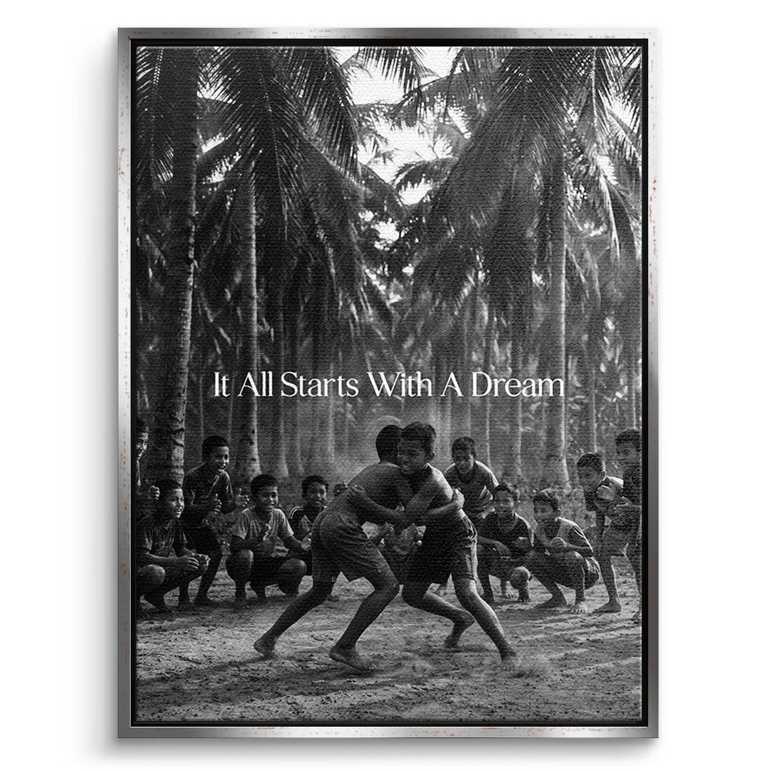 Dream Wrestling Leinwand Front Silver Frame