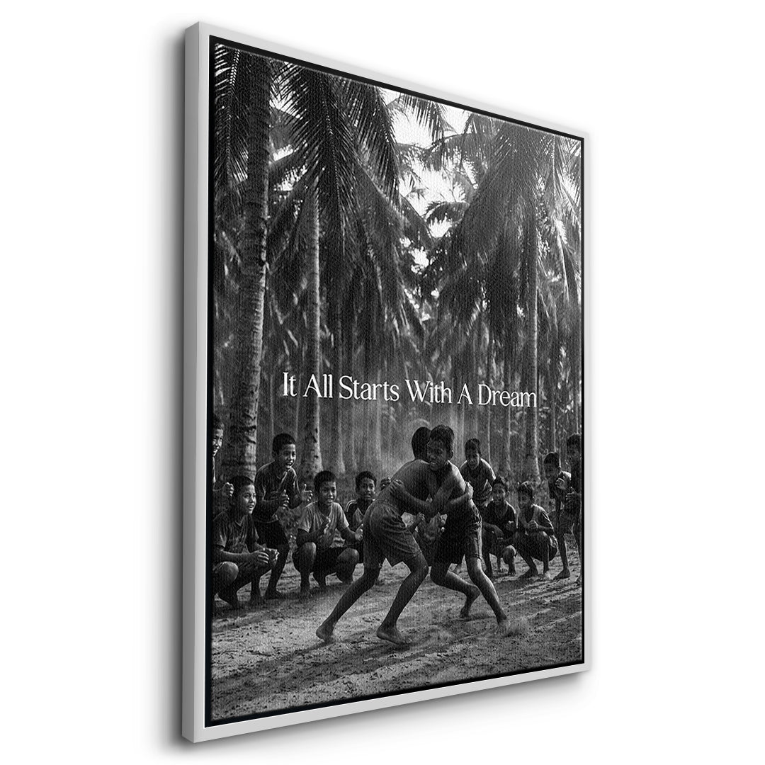 Dream Wrestling Leinwand Side White Frame