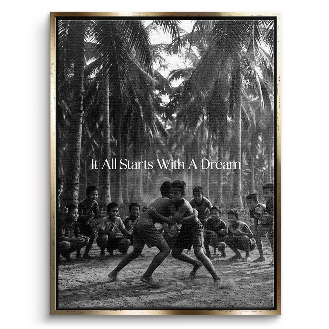 Dream Wrestling Leinwand Front Gold Frame