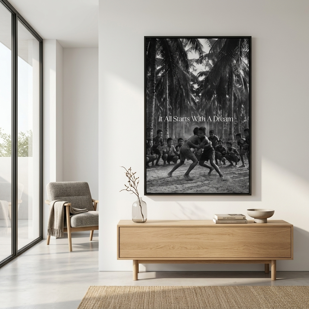 Dream Wrestling Leinwand Raum-Mockup