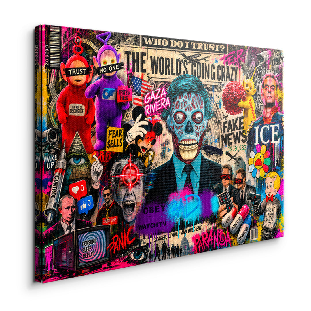 DOTCOMCANVAS THE WORLD IS GOING CRAZY Leinwandbild Seitenansicht ohne Rahmen