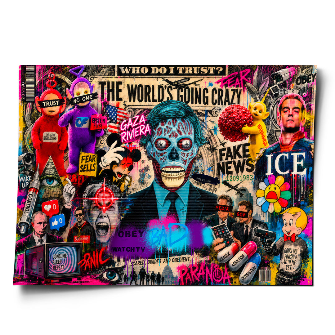 DOTCOMCANVAS THE WORLD IS GOING CRAZY Poster Vorderansicht