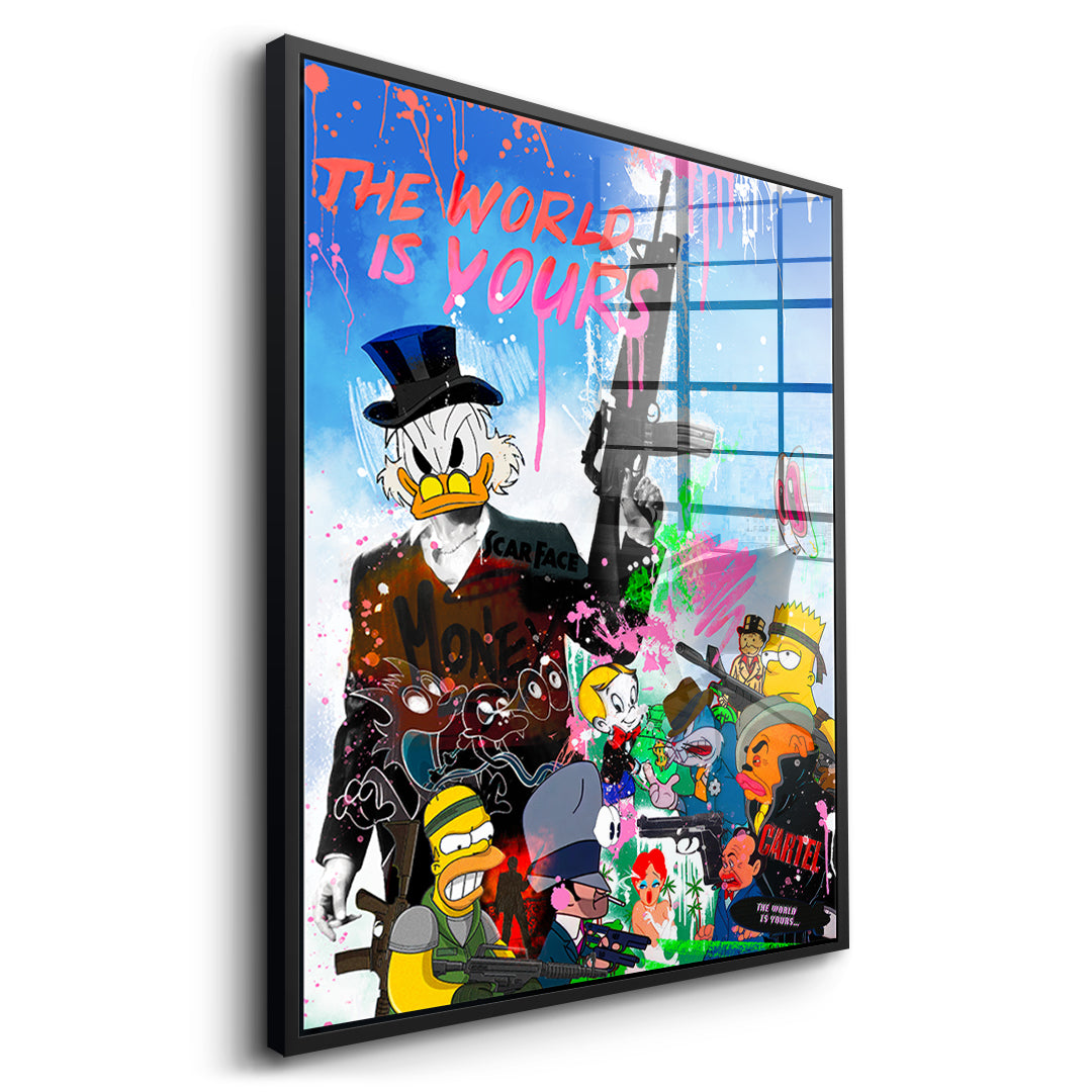 DOTCOMCANVAS Cartoon Cartel Acrylglasbild Seitenansicht mit schwarzem Rahmen