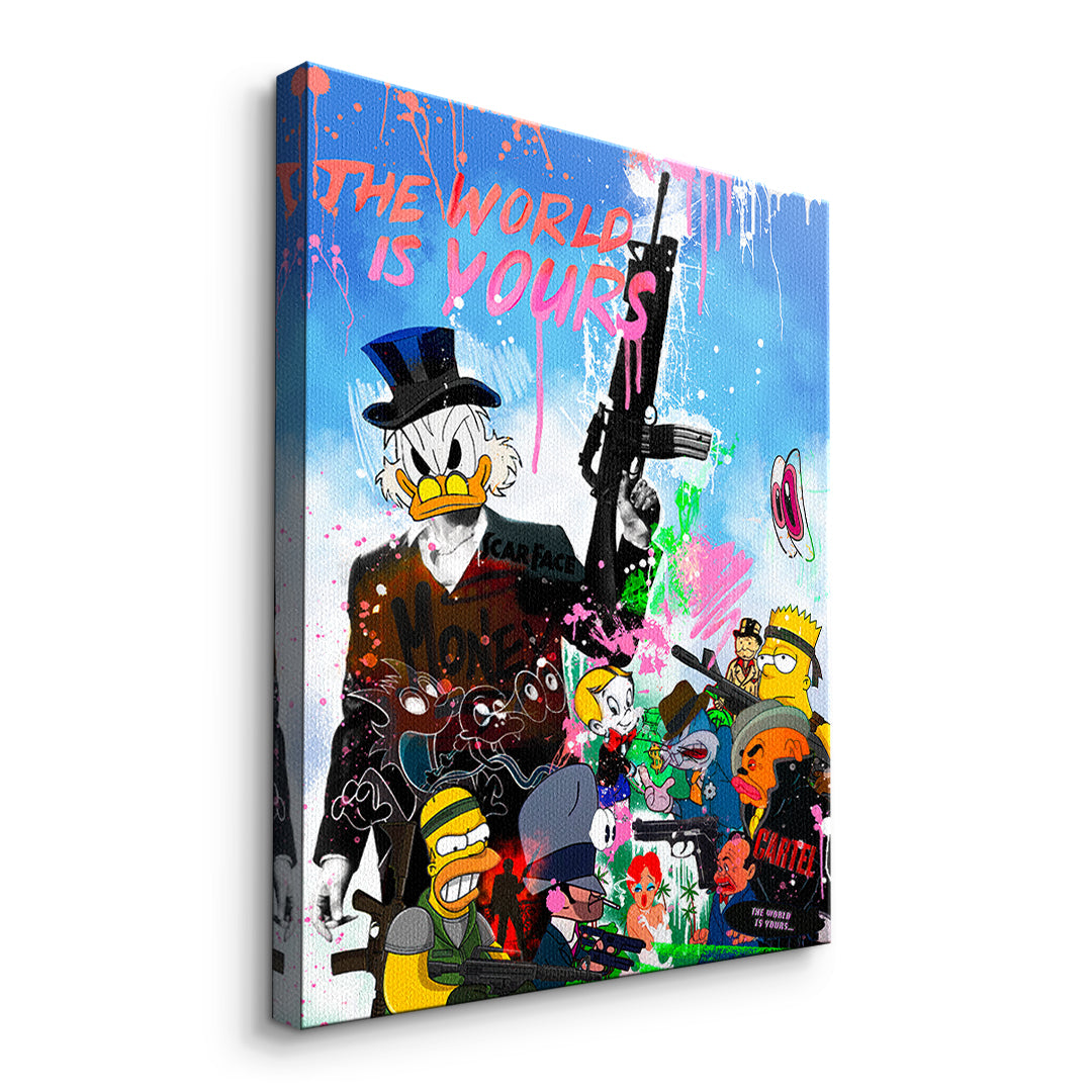 DOTCOMCANVAS Cartoon Cartel Leinwandbild Seitenansicht ohne Rahmen
