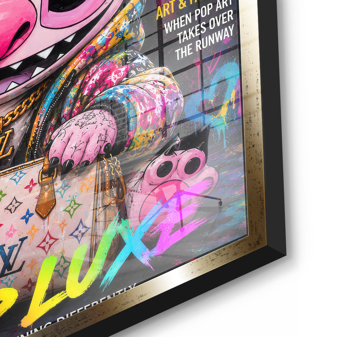 DOTCOMCANVAS Pop Luxe Acrylglasbild Detailansicht mit goldenem Rahmen