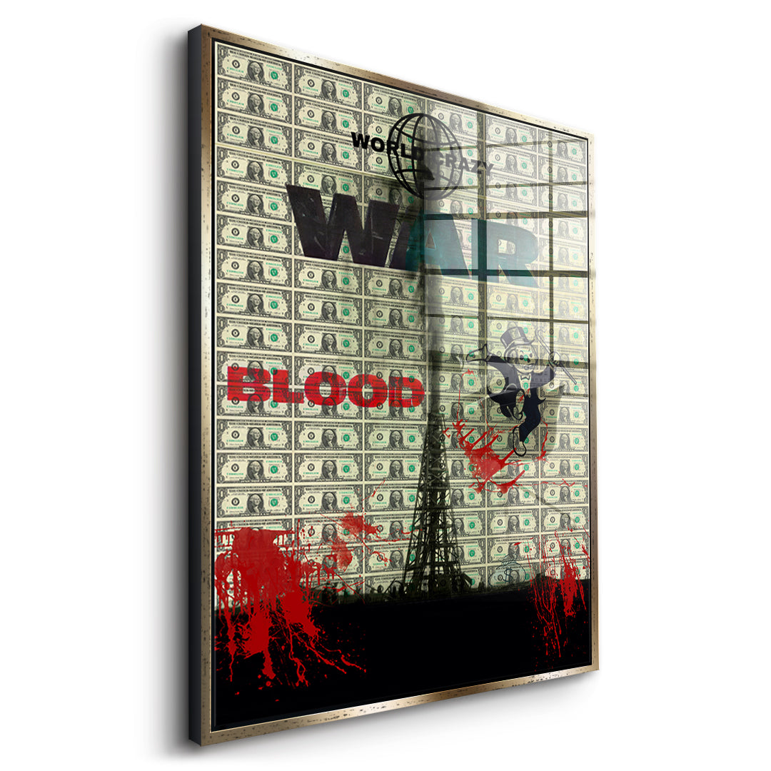 World Crazy Acrylglasbild Seitenansicht Gold