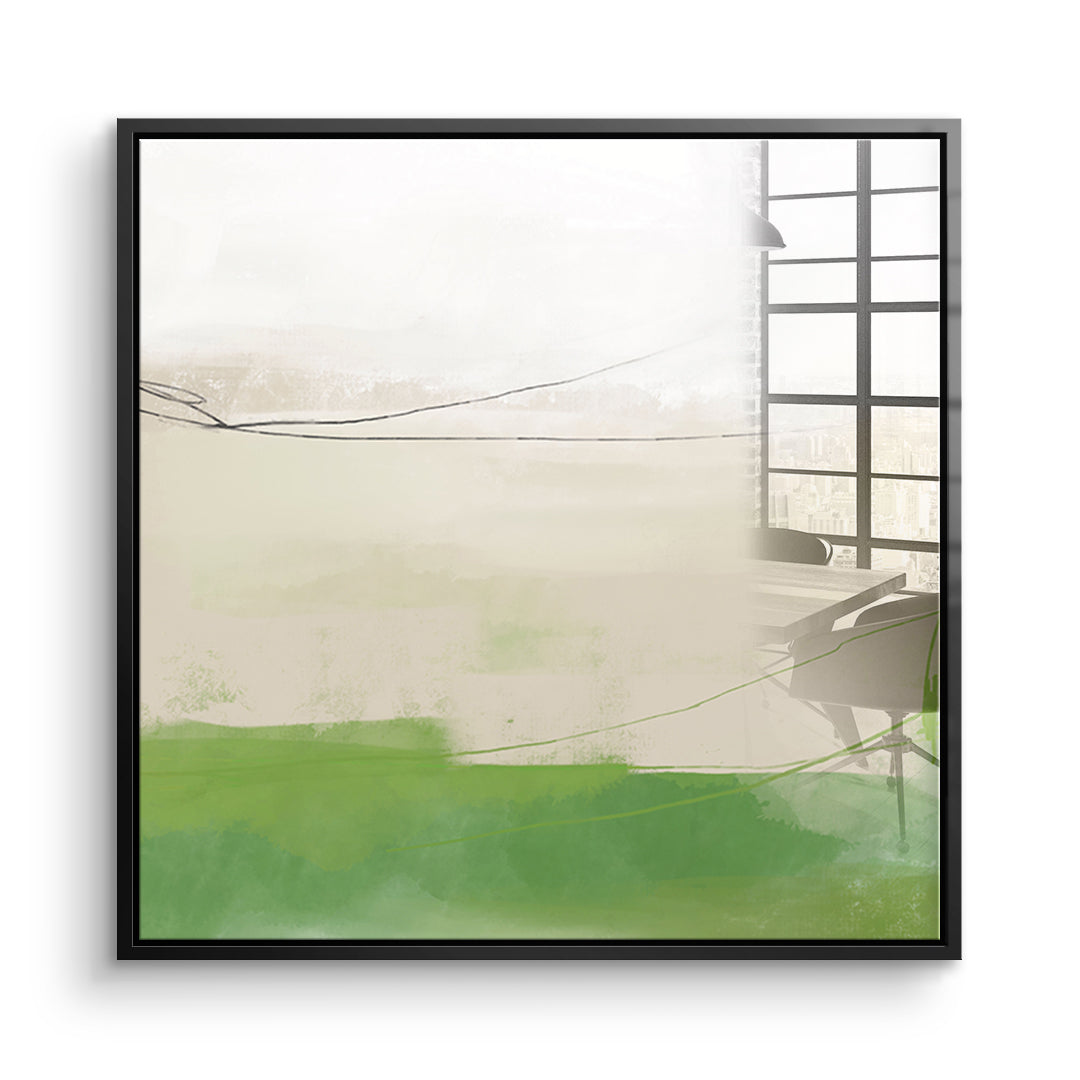 DOTCOMCANVAS What stayed Acrylglasbild Vorderansicht schwarzer Rahmen