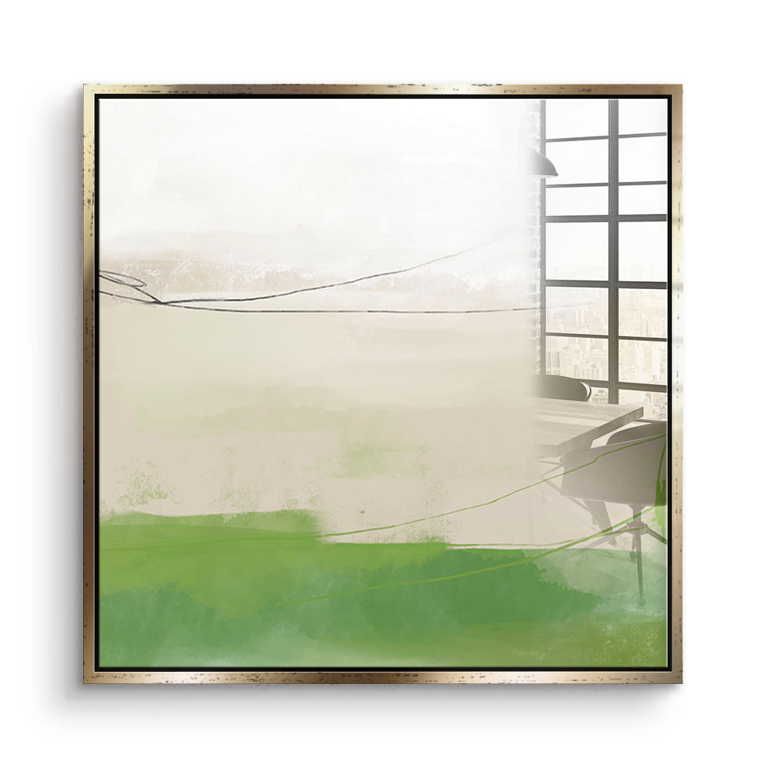 DOTCOMCANVAS What stayed Acrylglasbild Vorderansicht goldener Rahmen