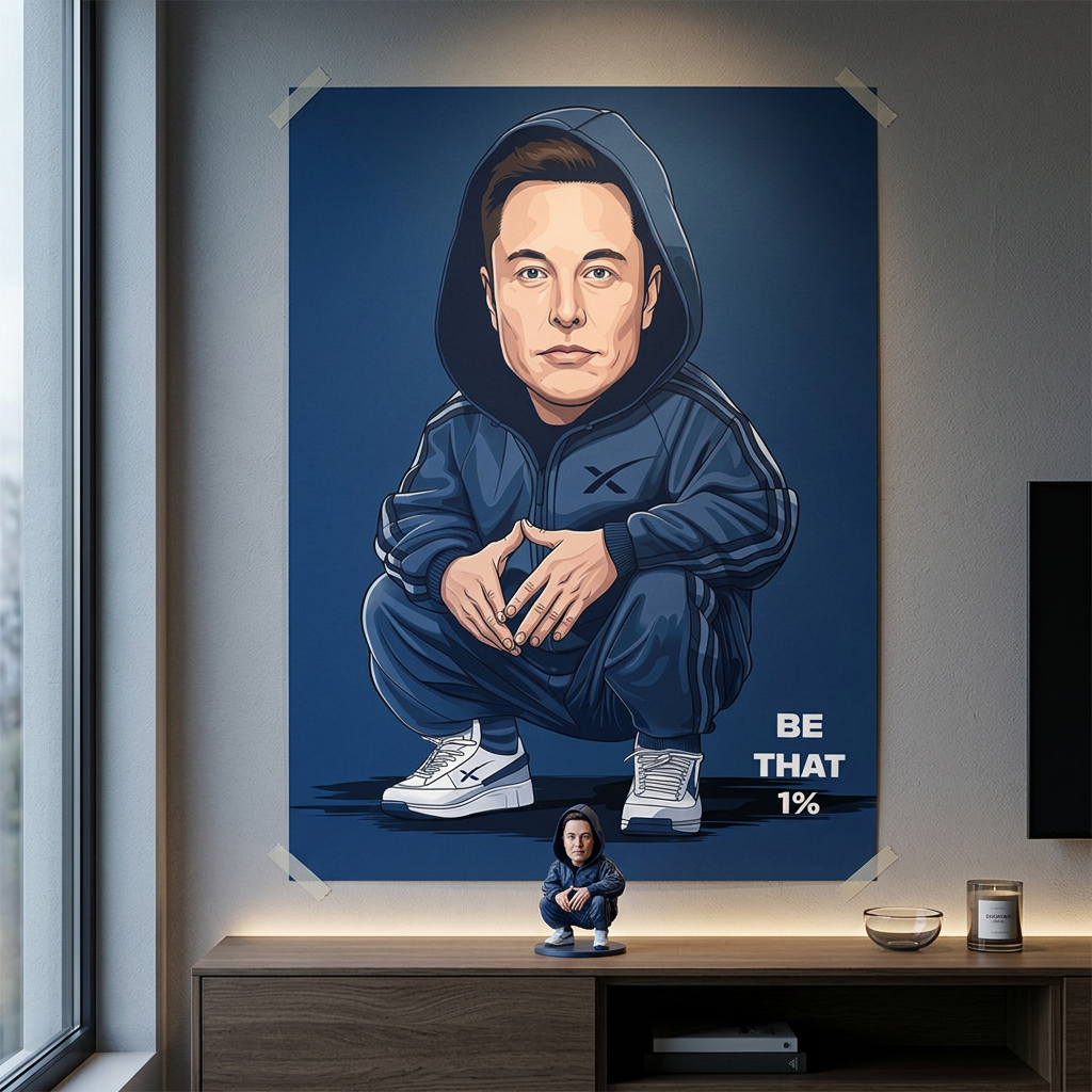 DOTCOMCANVAS Elon Musk Swag Poster in modernem Wohnzimmer