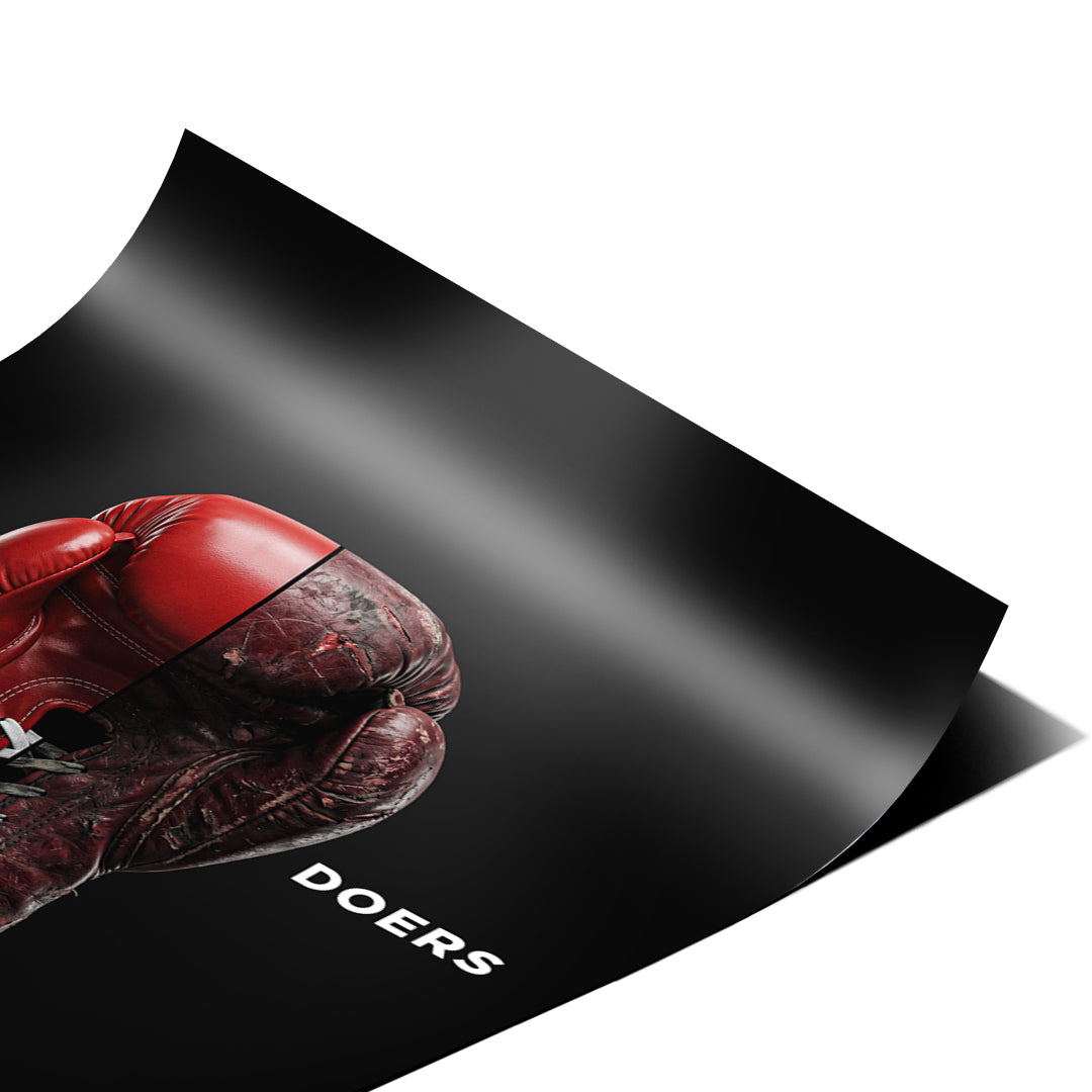 Eckdetail des Posters Talkers Vs Doers Boxing