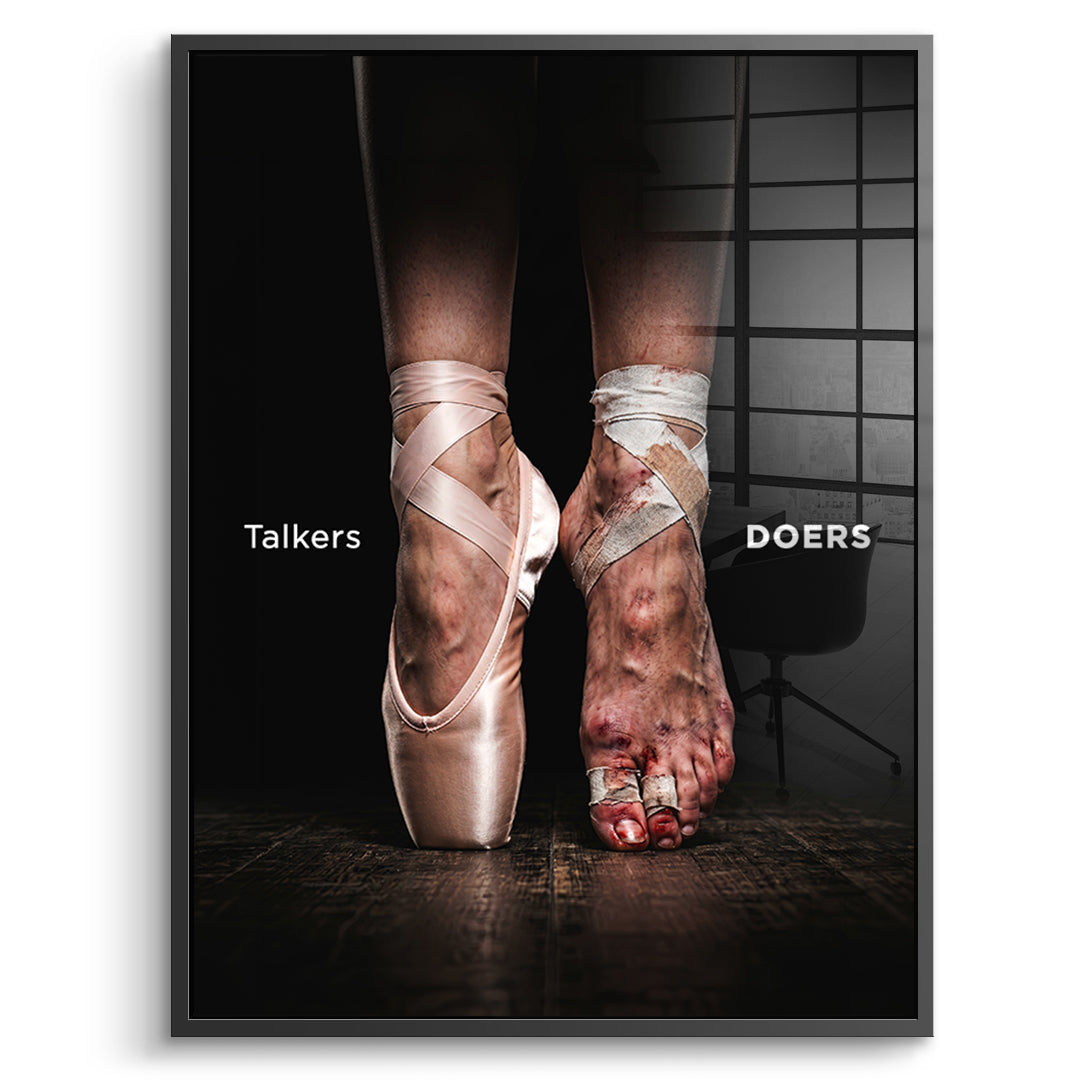 DOTCOMCANVAS Acrylglasbild Talkers Vs Doers Ballet im schwarzen Premium-Rahmen