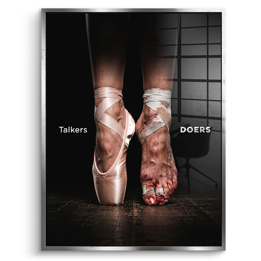 DOTCOMCANVAS Acrylglasbild Talkers Vs Doers Ballet im silbernen Premium-Rahmen