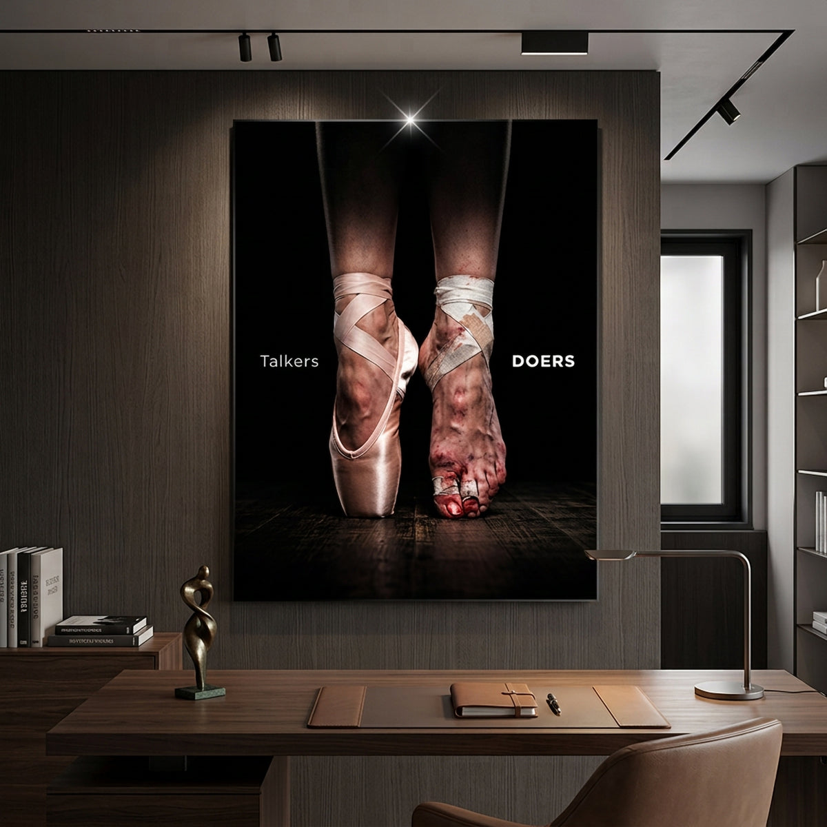 Acrylglasbild Talkers Vs Doers Ballet an der Wand eines modernen Wohnraums
