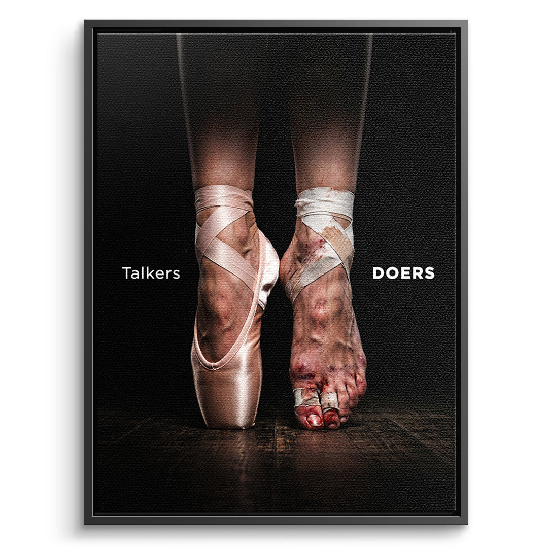 DOTCOMCANVAS Leinwandbild Talkers Vs Doers Ballet im schwarzen Premium-Rahmen