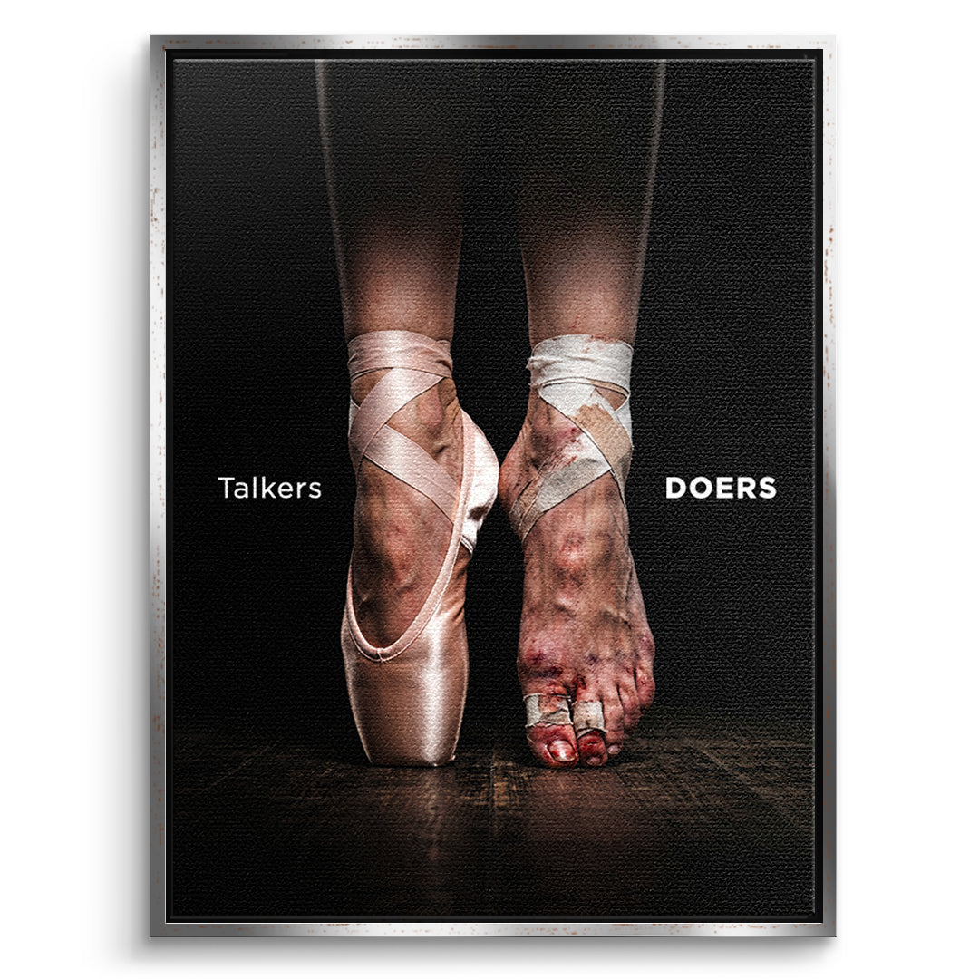DOTCOMCANVAS Leinwandbild Talkers Vs Doers Ballet im silbernen Premium-Rahmen