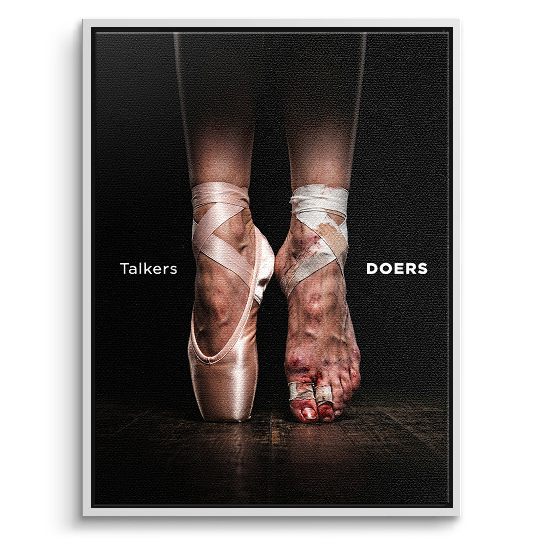 DOTCOMCANVAS Leinwandbild Talkers Vs Doers Ballet im weißen Premium-Rahmen
