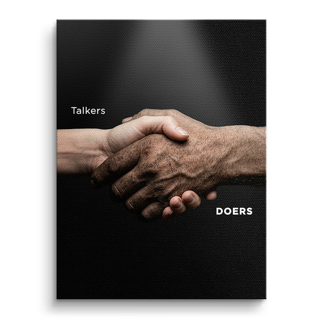 DOTCOMCANVAS Leinwandbild Talkers Vs Doers Handshake ohne Rahmen