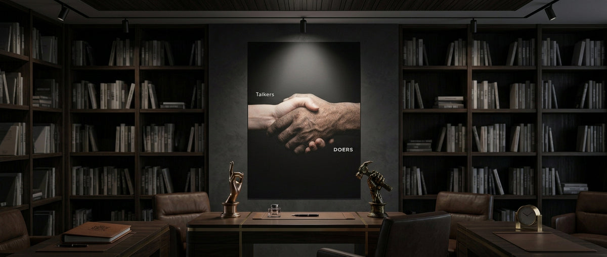 Poster Talkers Vs Doers Handshake Website Banner