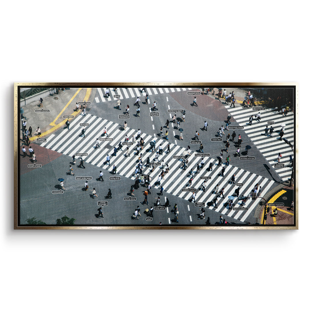 DOTCOMCANVAS Small people thing 2.0 Leinwandbild Vorderansicht Gold