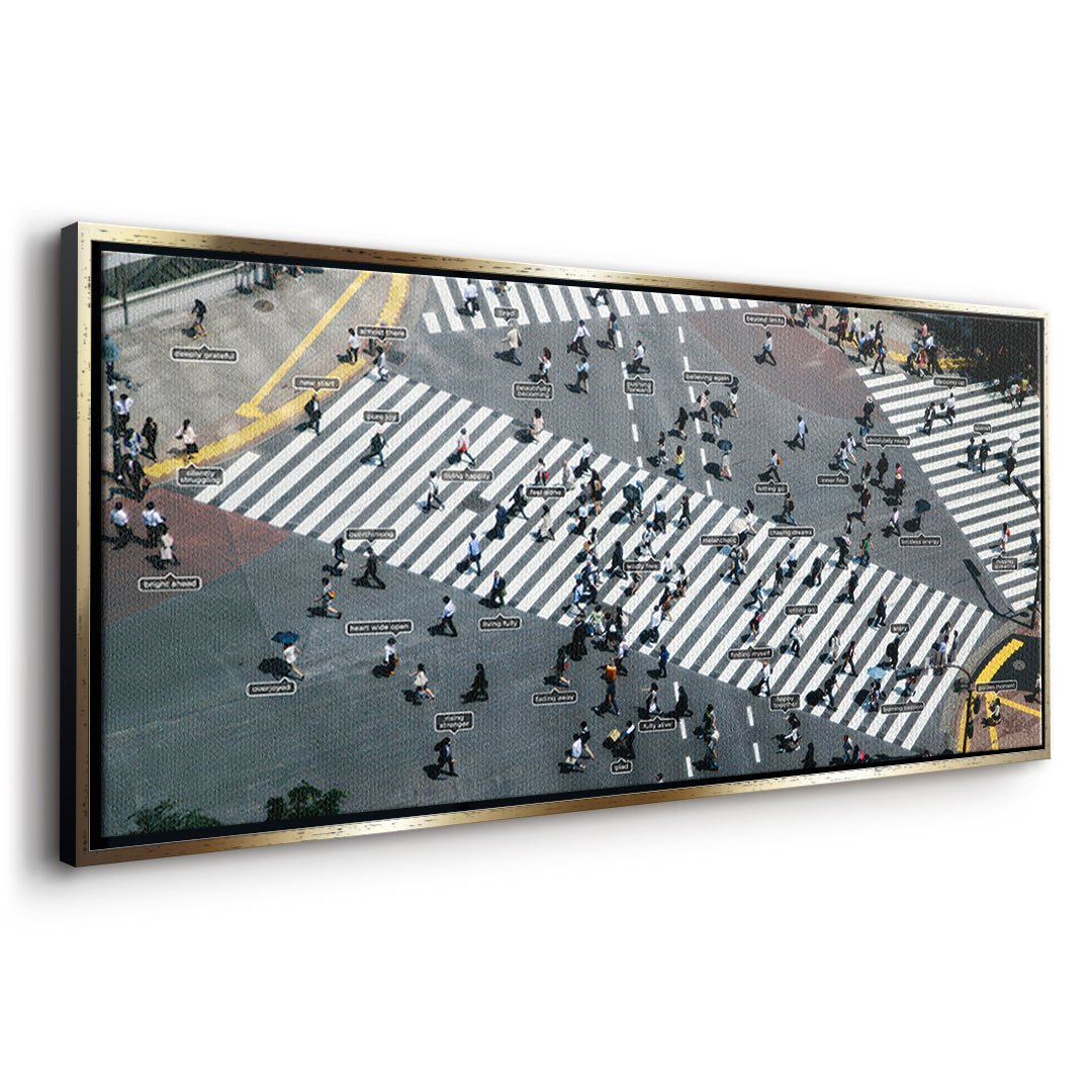 DOTCOMCANVAS Small people thing 2.0 Leinwandbild Seitenansicht Gold
