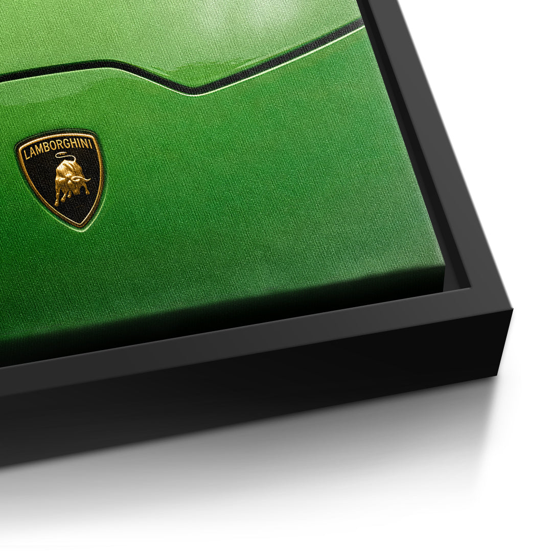 Detailansicht – Golf on the Hood Leinwandbild mit schwarzem Rahmen