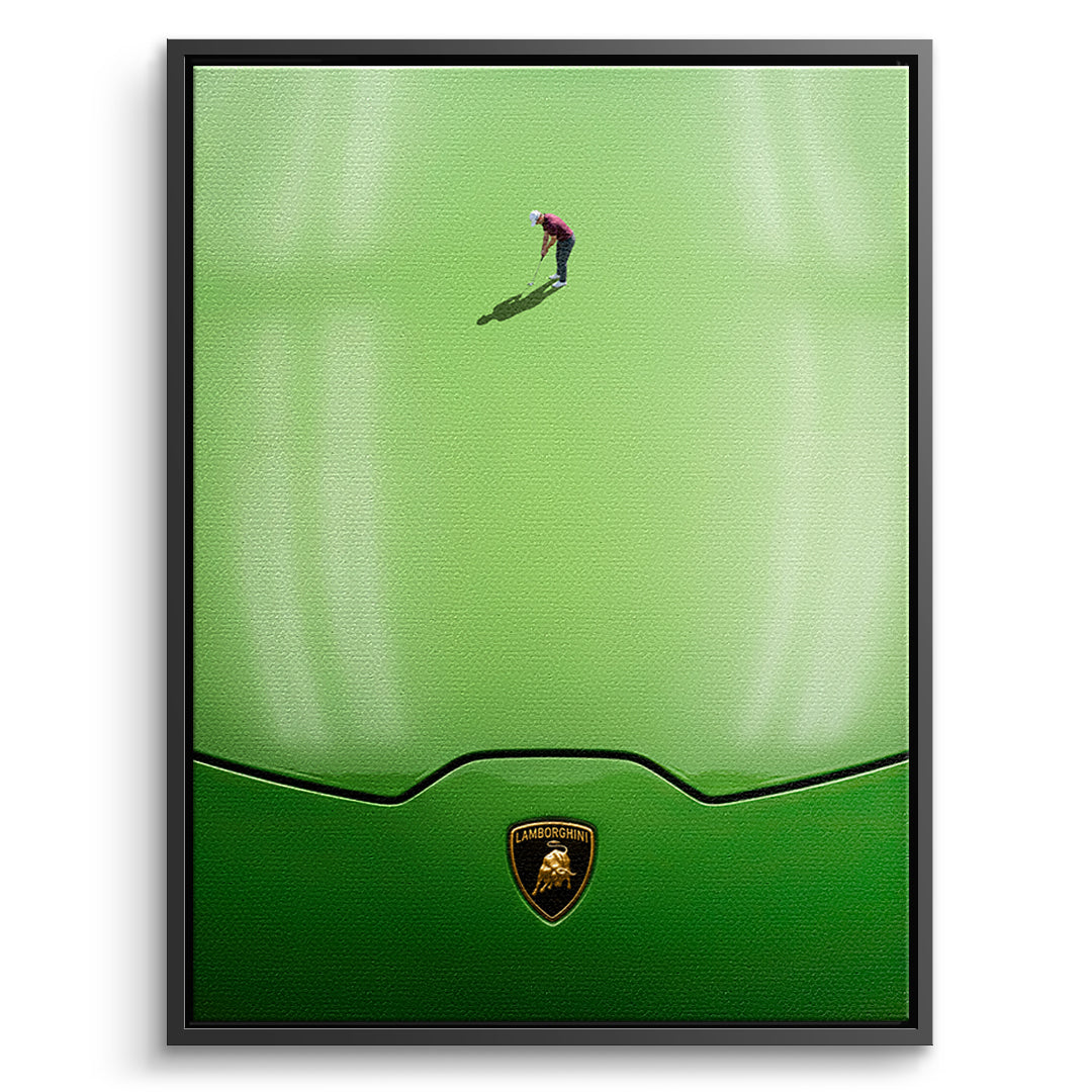 Golf on the Hood Leinwandbild mit schwarzem Rahmen – DOTCOMCANVAS®