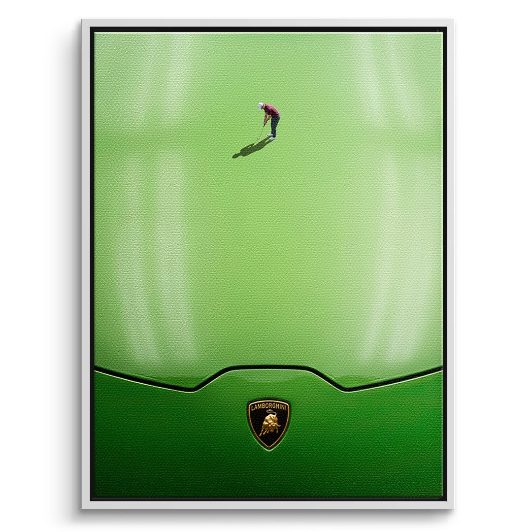Golf on the Hood Leinwandbild mit weißem Rahmen – DOTCOMCANVAS®