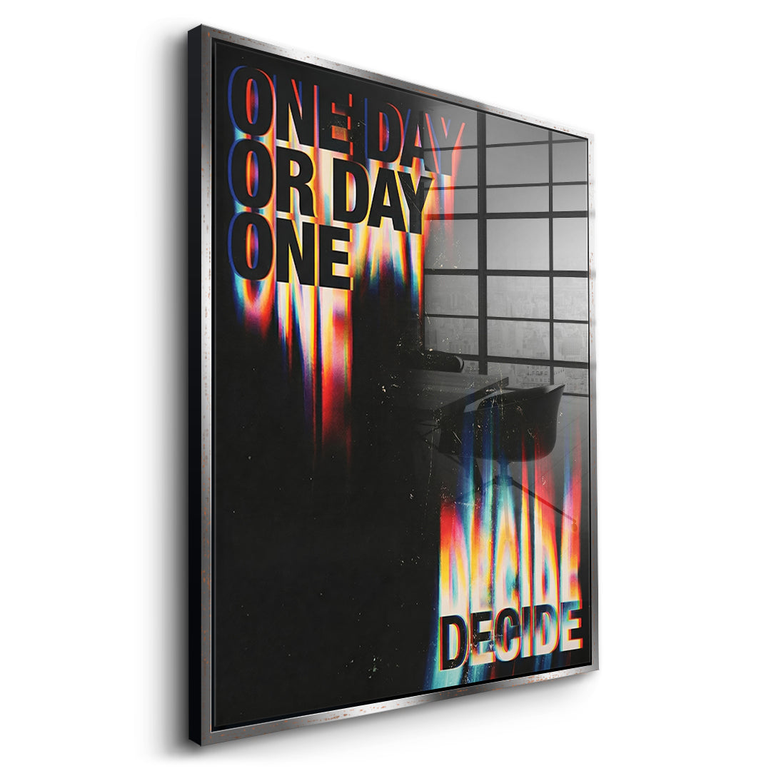 DOTCOMCANVAS One Day or Day One Acrylglasbild Seitenansicht silberner Rahmen