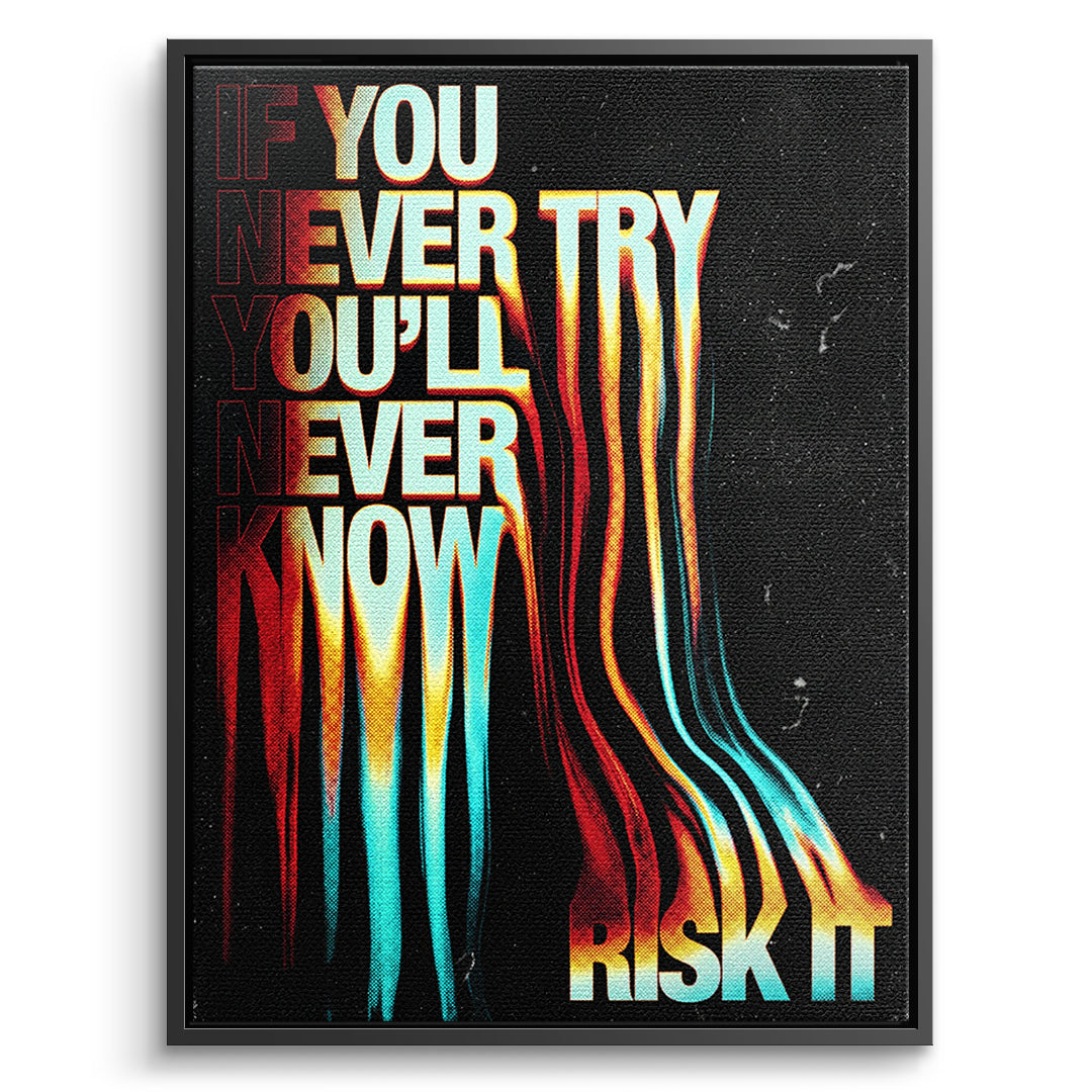 If You Never Try Leinwandbild mit schwarzem Rahmen – DOTCOMCANVAS®