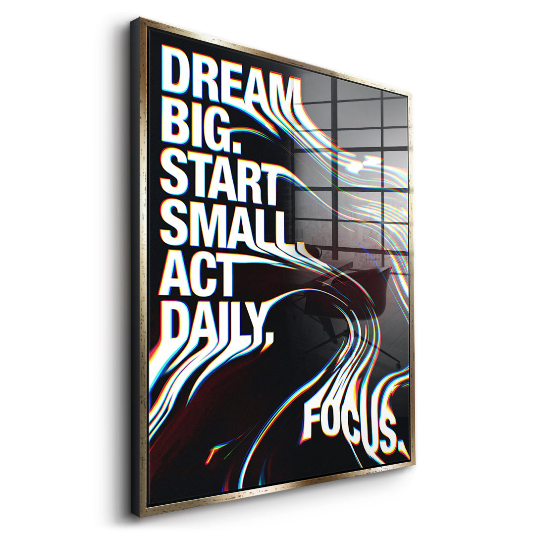 DOTCOMCANVAS Act Daily Acrylglasbild Seitenansicht Goldener Rahmen