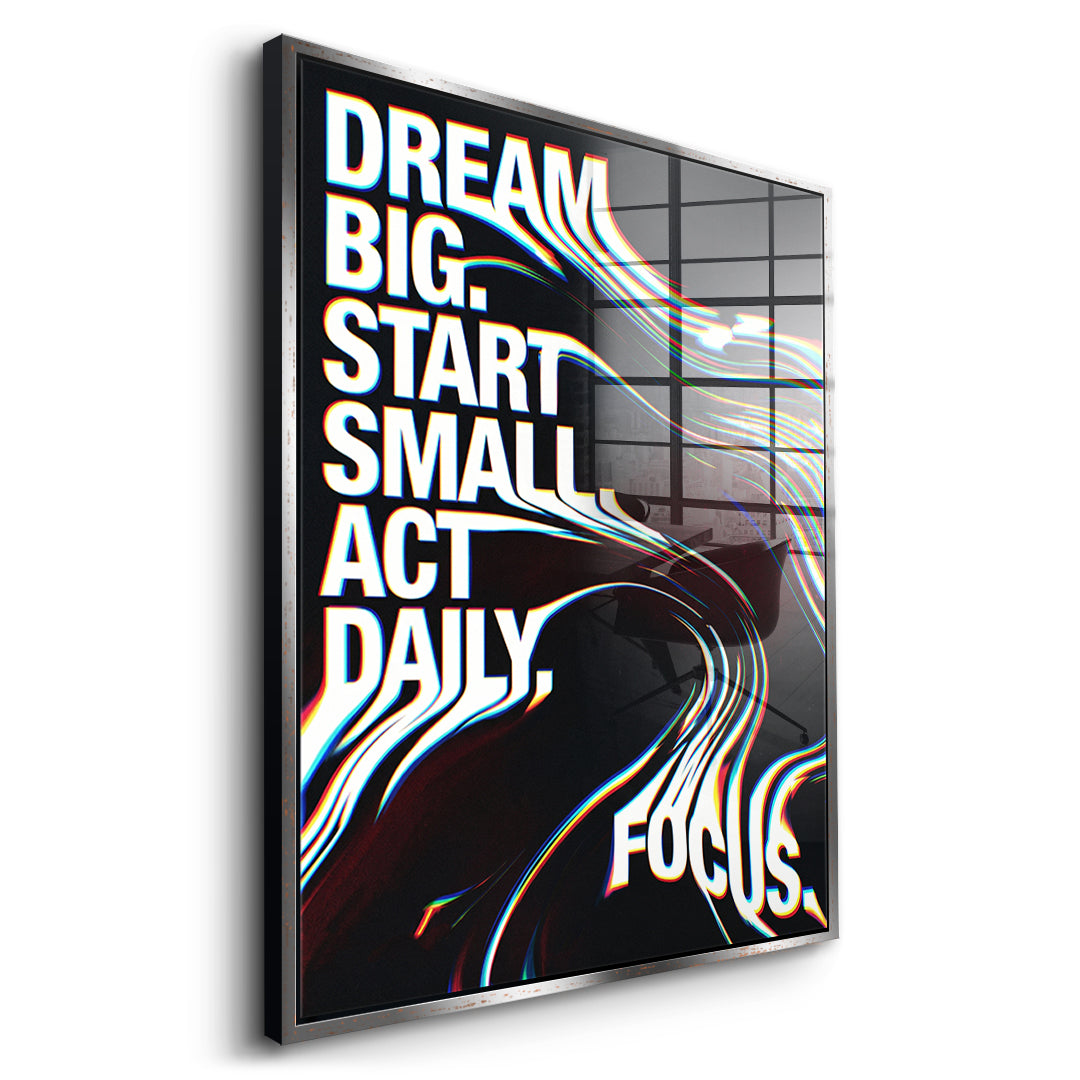 DOTCOMCANVAS Act Daily Acrylglasbild Seitenansicht Silberner Rahmen