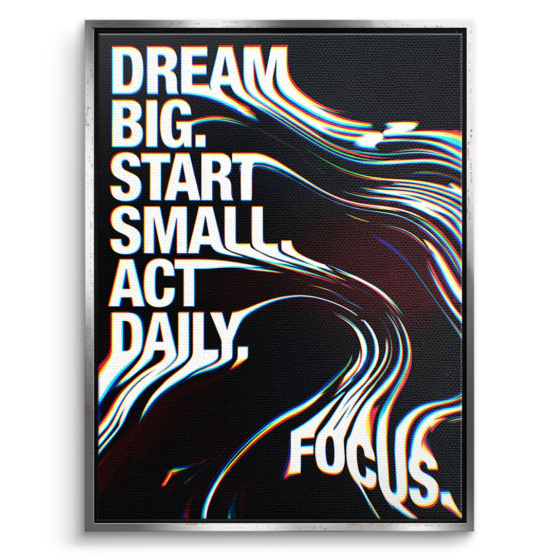 DOTCOMCANVAS Act Daily Leinwandbild Vorderansicht Silberner Rahmen