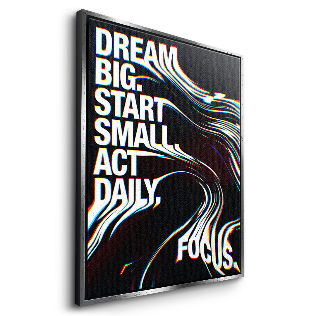 DOTCOMCANVAS Act Daily Leinwandbild Seitenansicht Silberner Rahmen