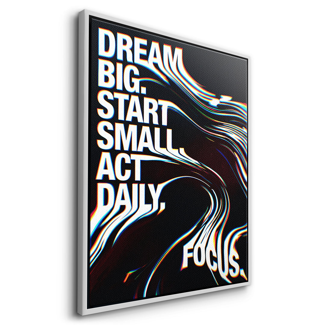 DOTCOMCANVAS Act Daily Leinwandbild Seitenansicht Weißer Rahmen