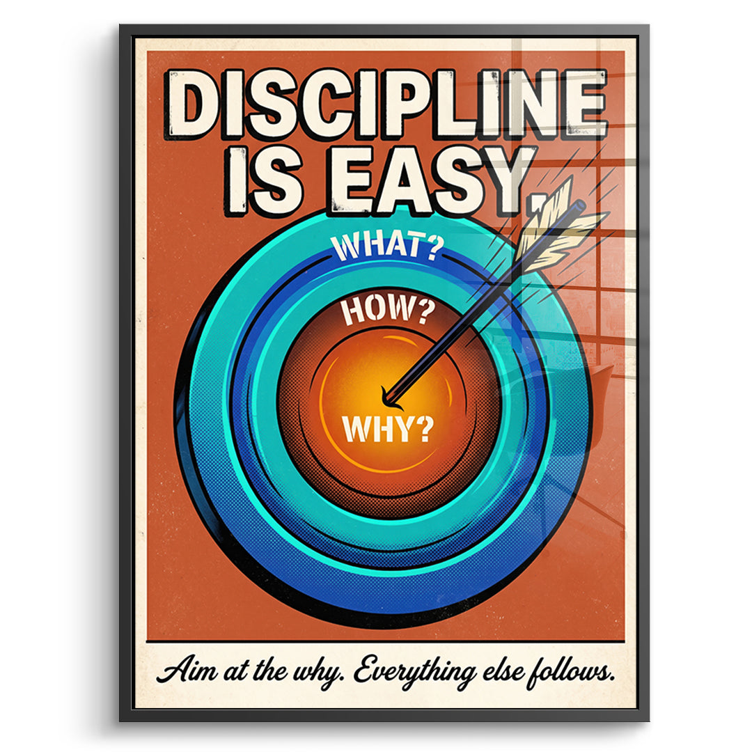 DOTCOMCANVAS Acrylglasbild Discipline Is Easy im schwarzen Premium-Rahmen