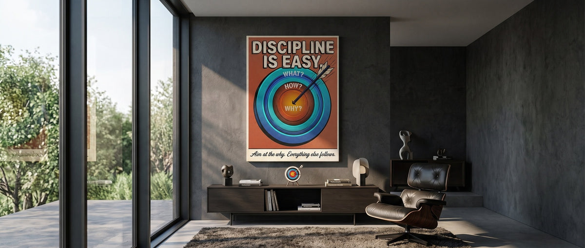 Leinwandbild Discipline Is Easy Website Banner