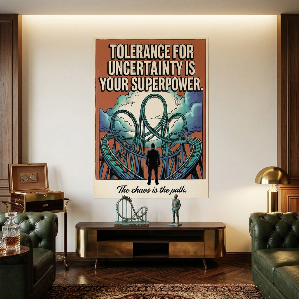 Poster Tolerance For Uncertainty an der Wand eines modernen Wohnraums