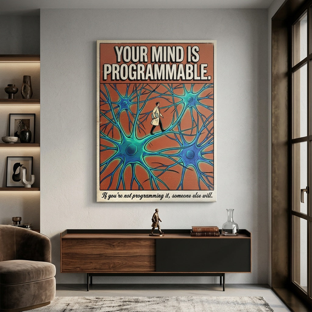 Leinwandbild Your Mind Is Programmable an der Wand eines modernen Wohnraums