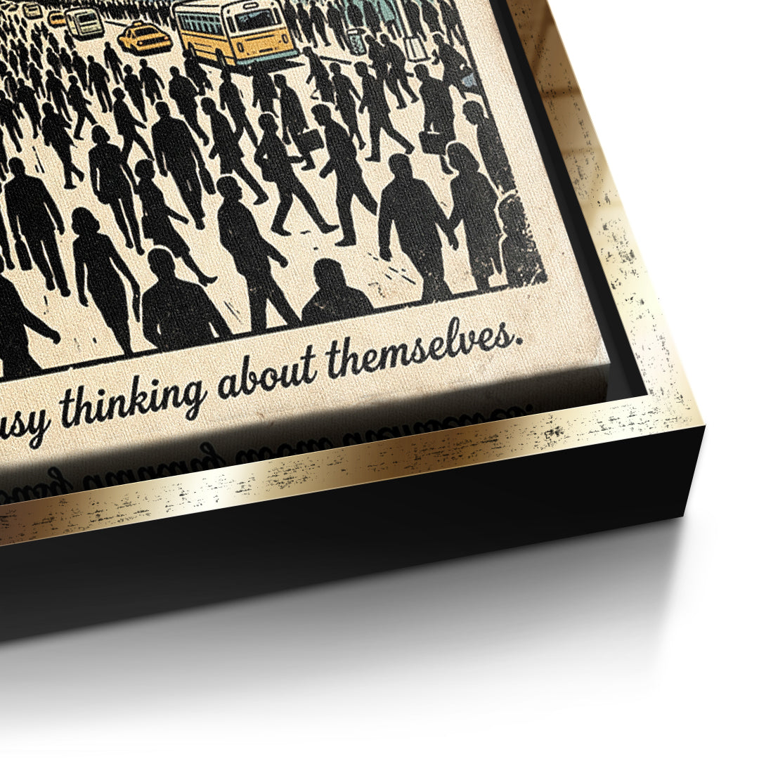 Detailaufnahme der Leinwandstruktur, Nobody Is Thinking About You im goldenen Rahmen
