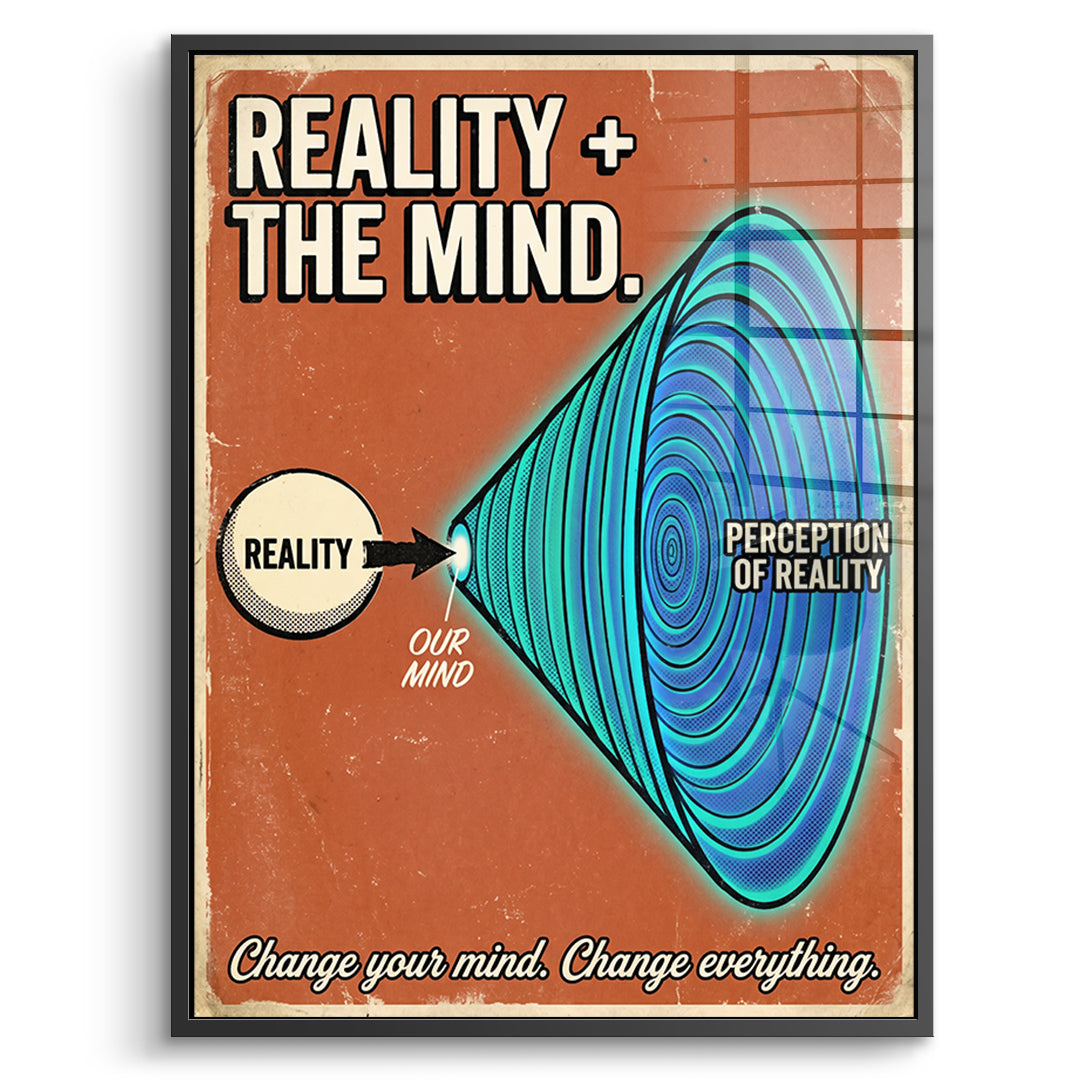 DOTCOMCANVAS Acrylglasbild Reality + The Mind im schwarzen Premium-Rahmen
