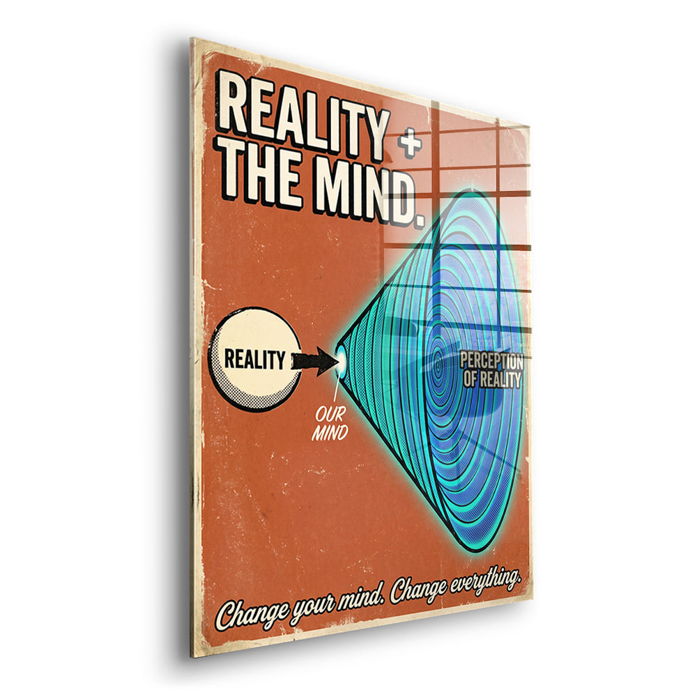 Seitenansicht des Acrylglasbilds Reality + The Mind ohne Rahmen