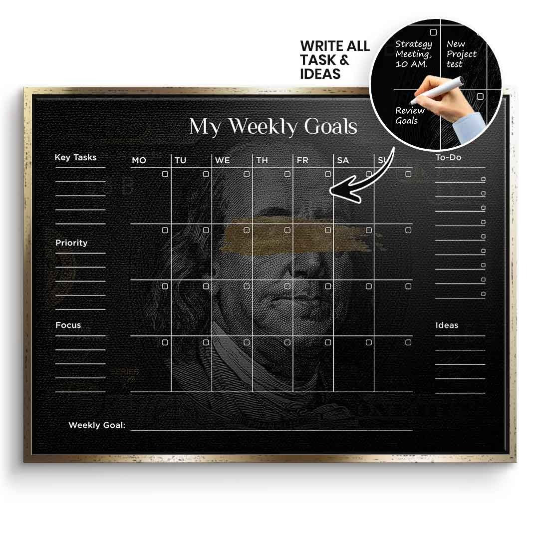 DOTCOMCANVAS Leinwandbild Success Planner 1.0 (Englisch) im goldenen Premium-Rahmen